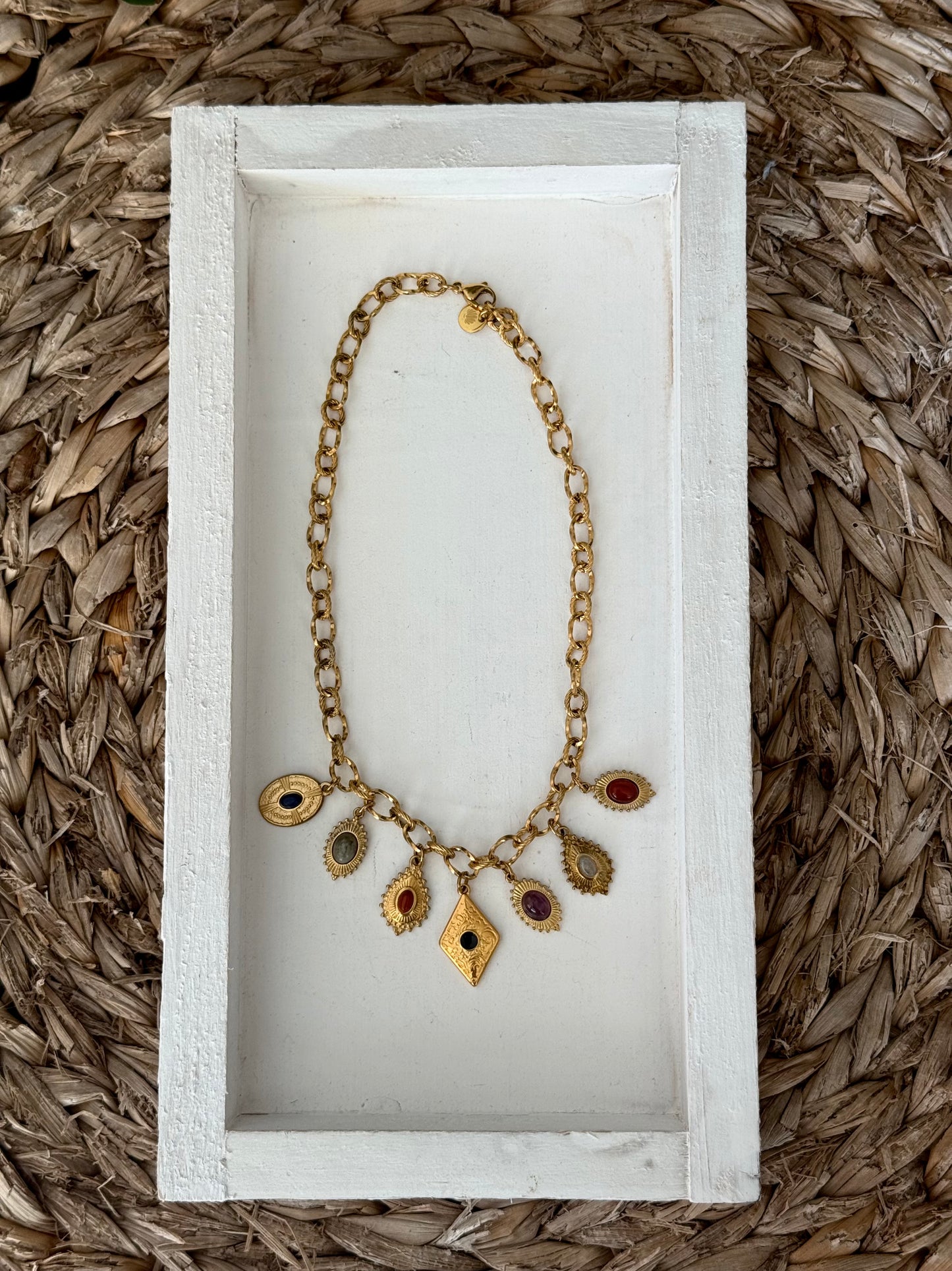 Gold Charm Medallion Necklace