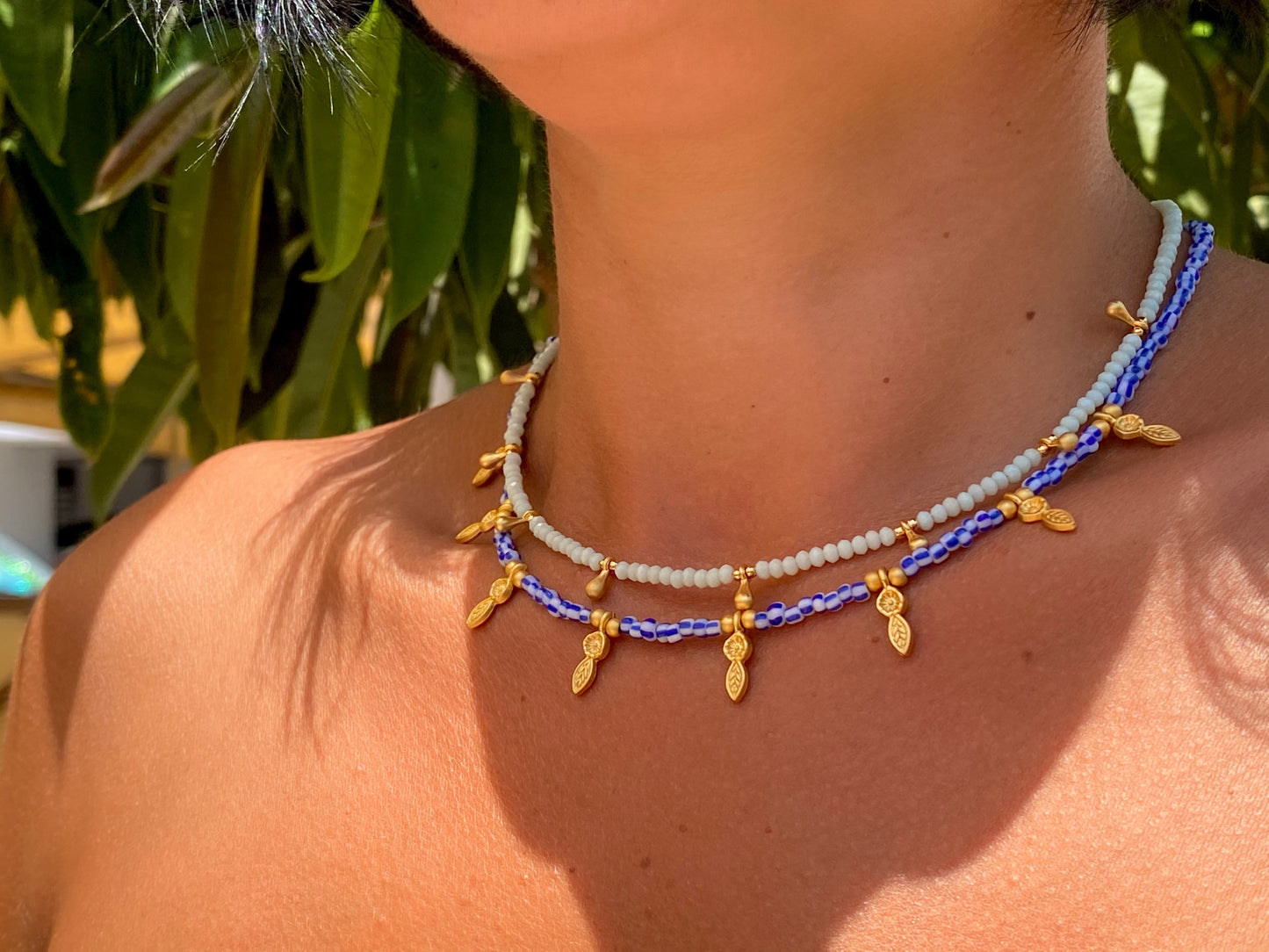 Blue&White Seed Bead Necklace - Fuse Creations