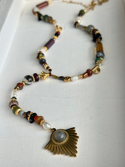 Rosario Style with Semiprecious and Freshwater Pearls