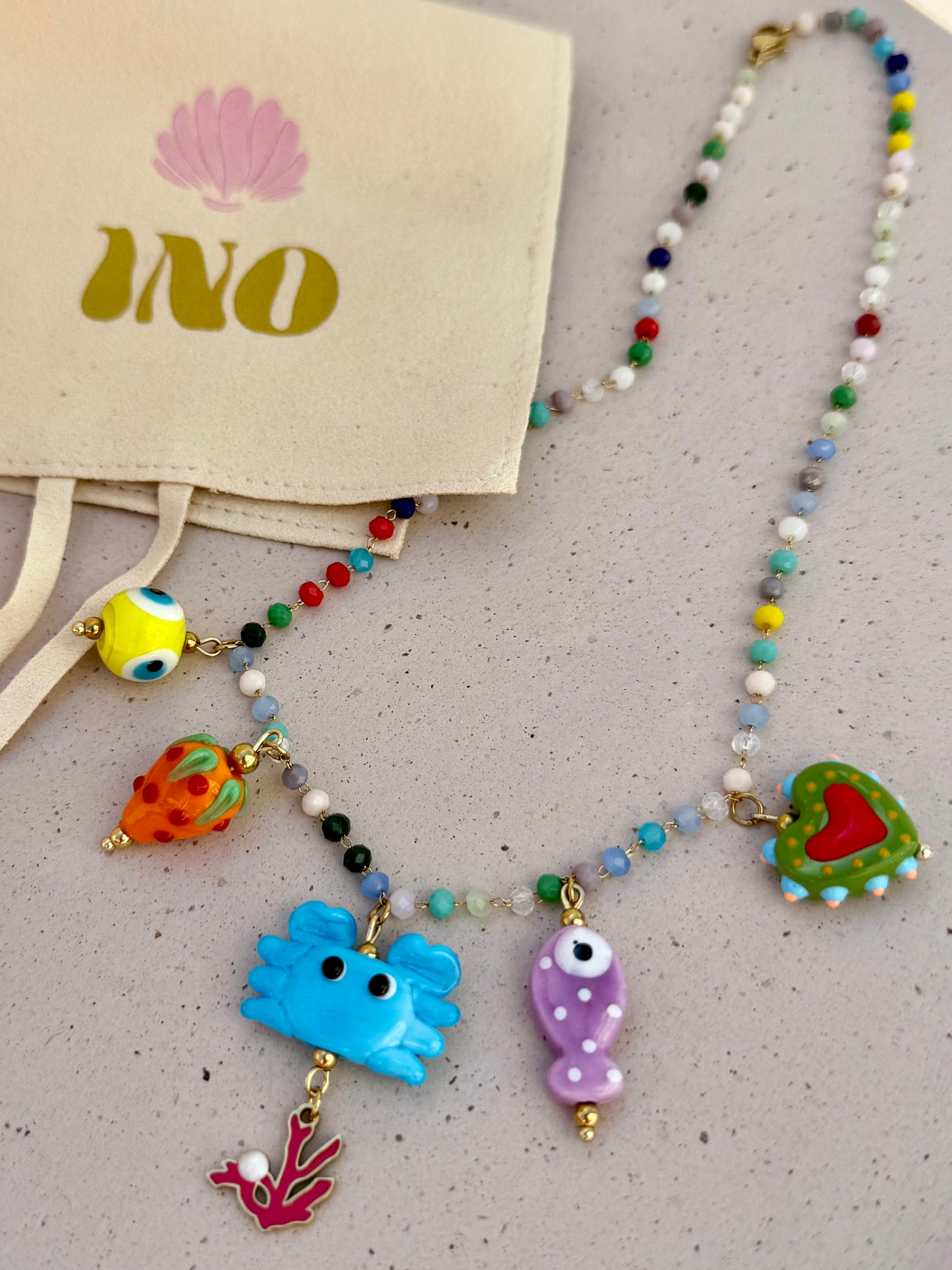 Multi Charm Colorful Crystal Necklace