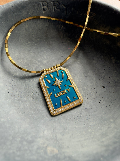 2026 Lucky Pendant Necklace | Gold & Hematite Beads