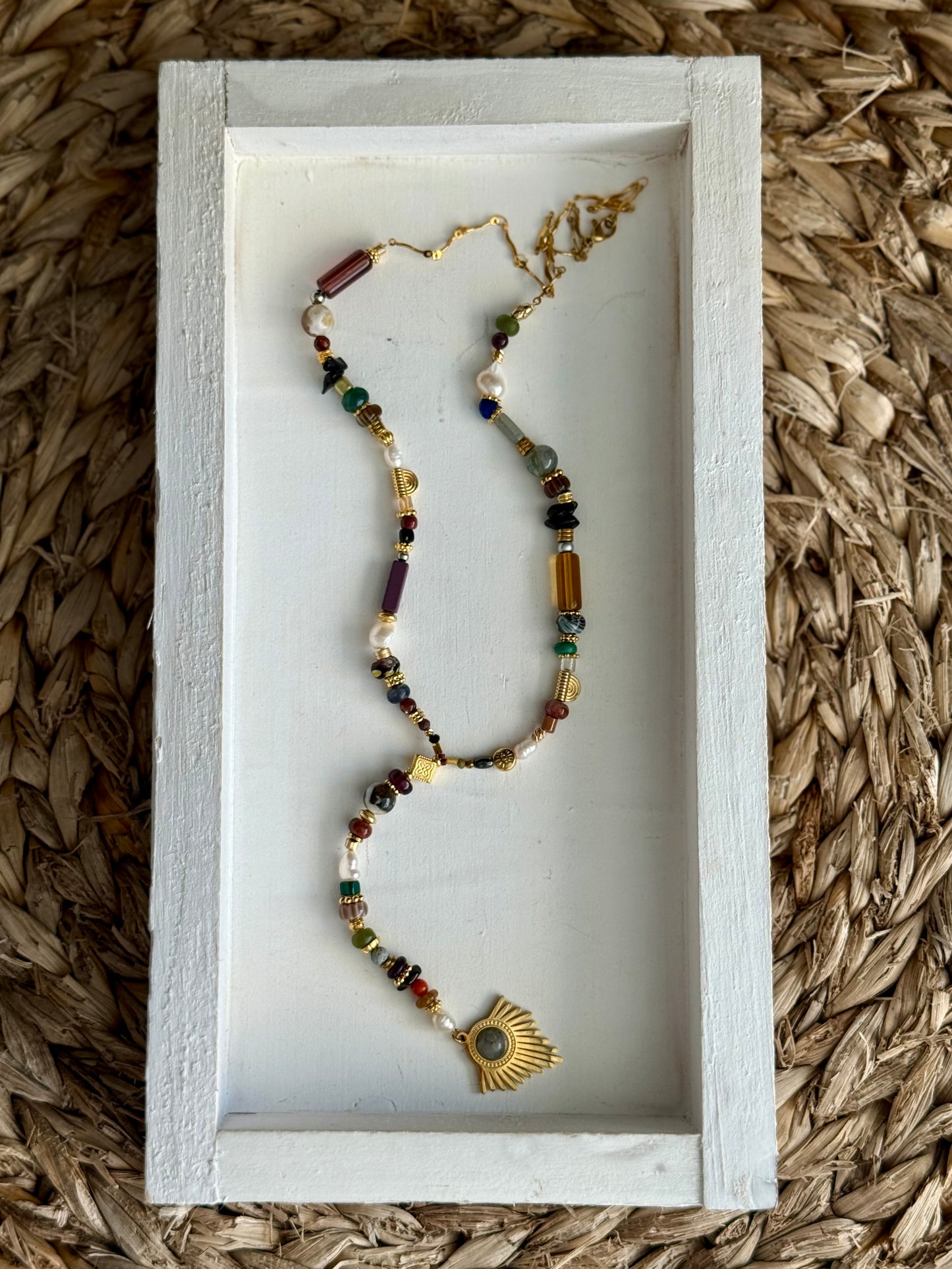 Rosario Style with Semiprecious and Freshwater Pearls