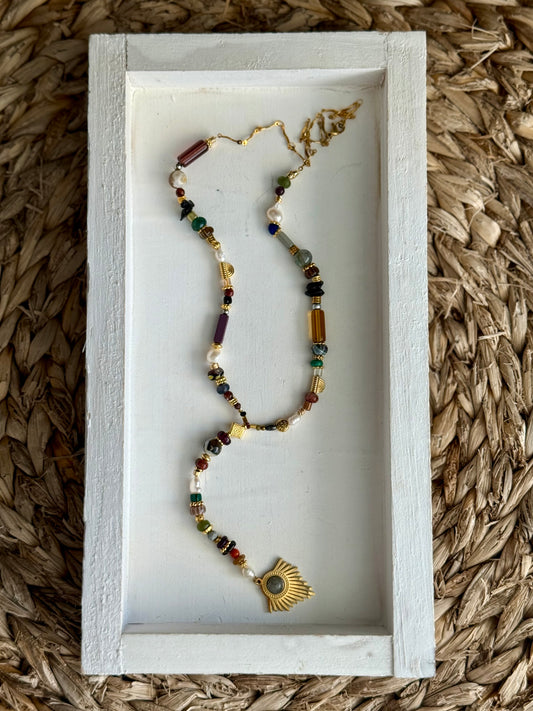 Rosario Style with Semiprecious and Freshwater Pearls