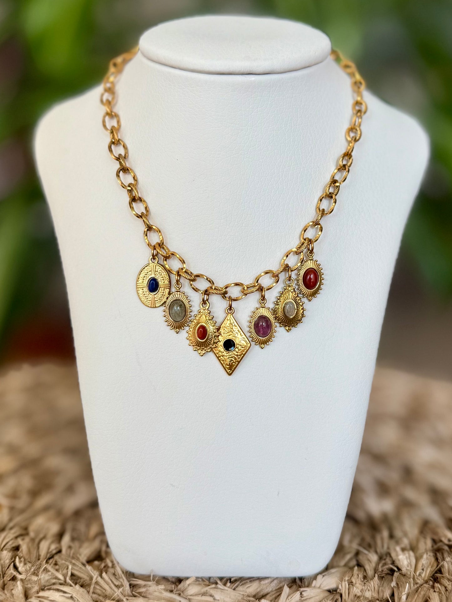 Gold Charm Medallion Necklace