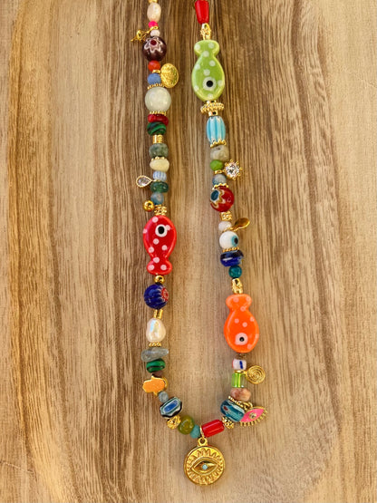 Fish and Beads necklace - Fuse Creations