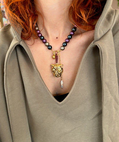 Majestic Pearl & Gold Plated Pendant Necklace